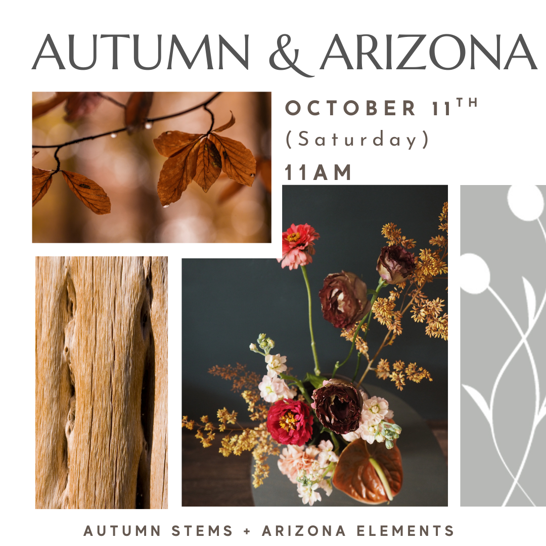 Saturday Workshop with foraged Arizona elements and Fall flowers