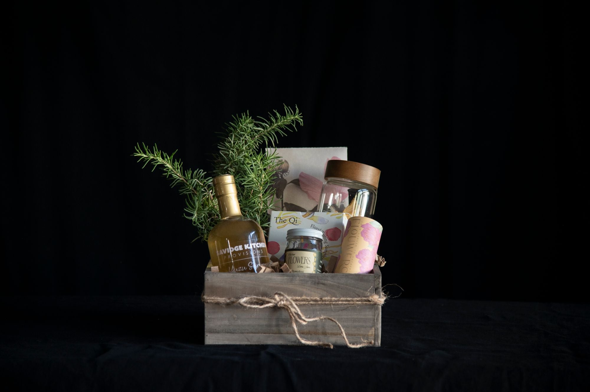 Foodie favorites arranged in gift box
