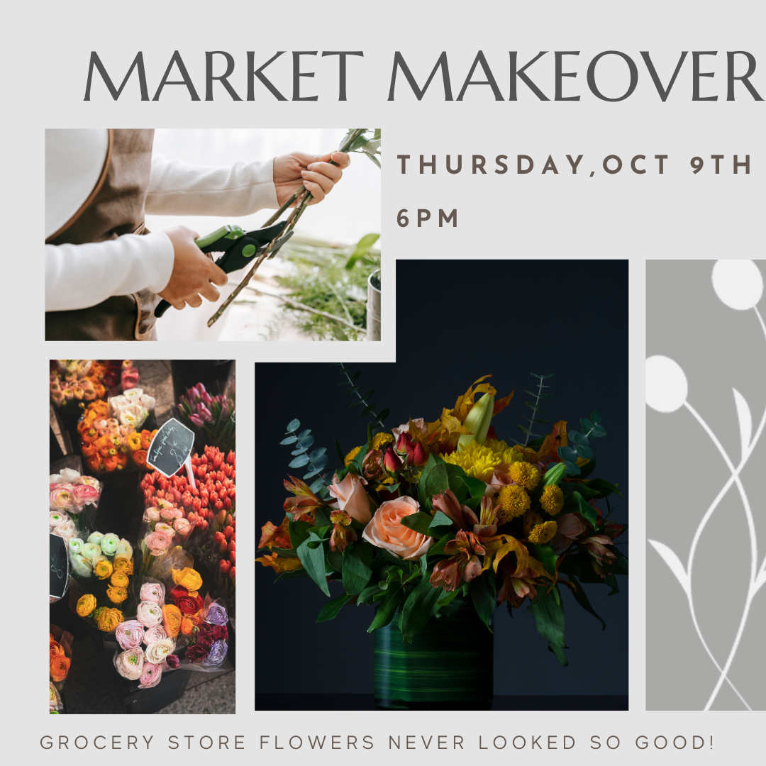 Flower arranging workshop using market flowers