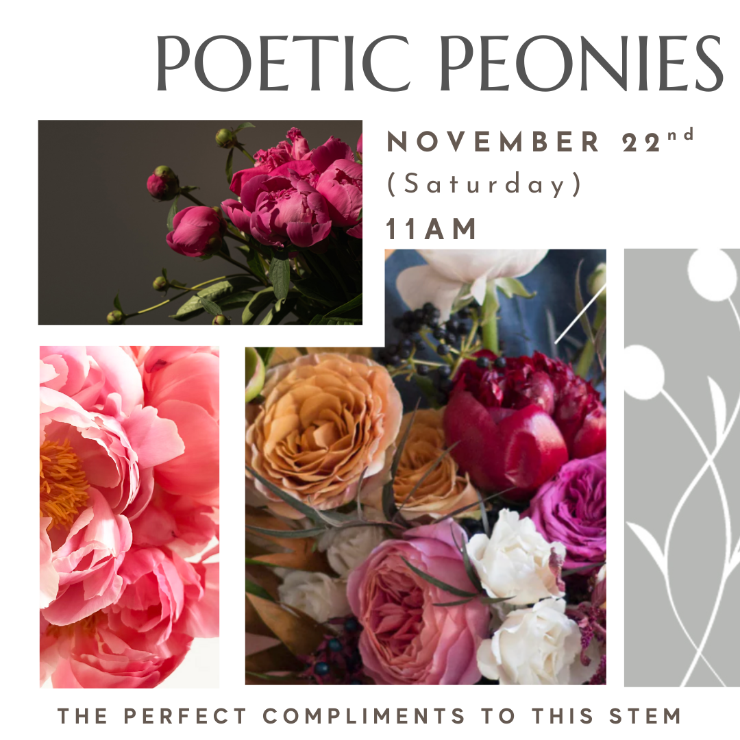Peony workshop that focuses on complimentary floral