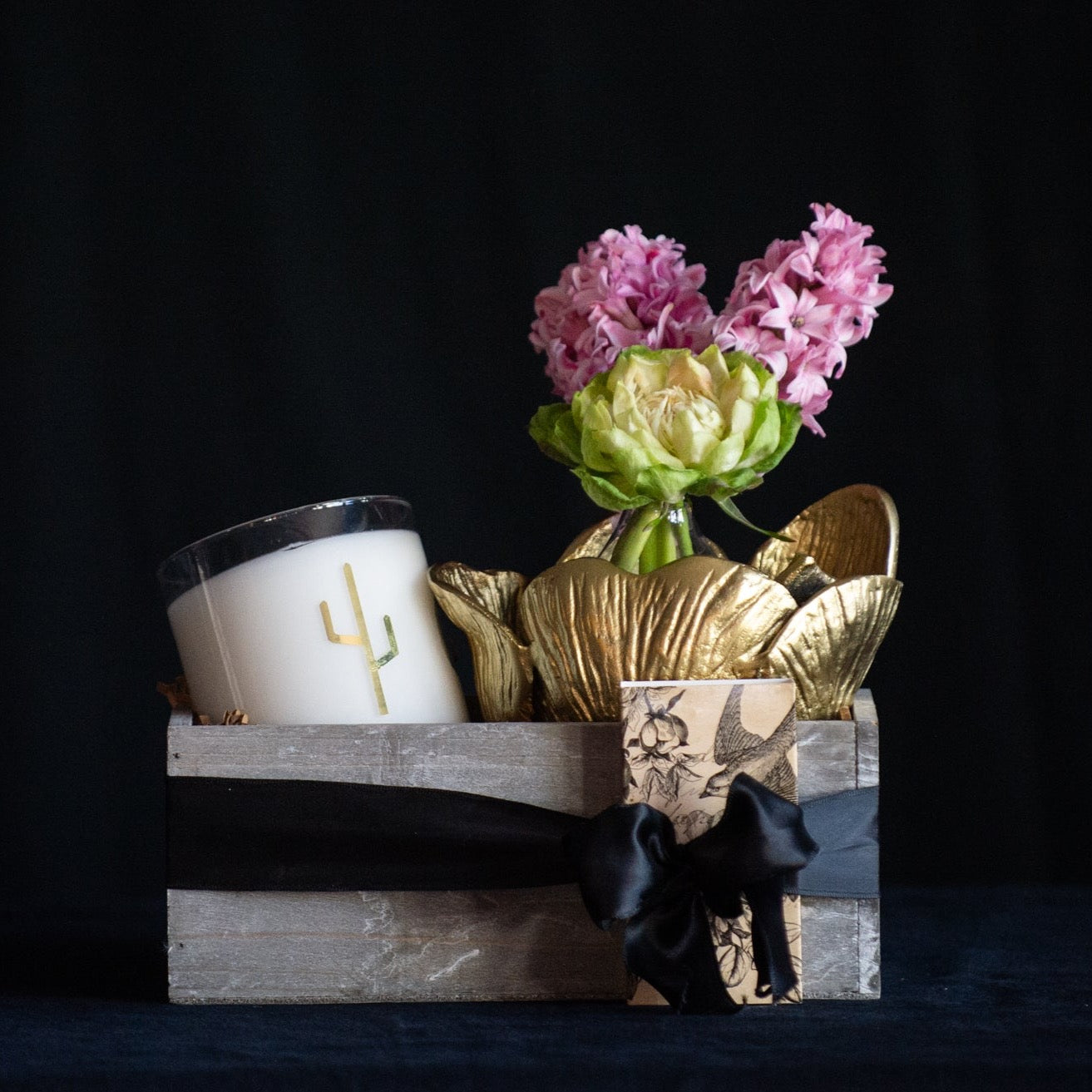 The perfect flower and candle gift set.