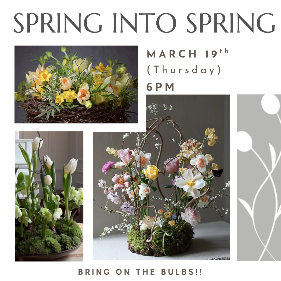 A spring inspired workshop filled with bulbs flowers, fragrant stems, and all things pastel