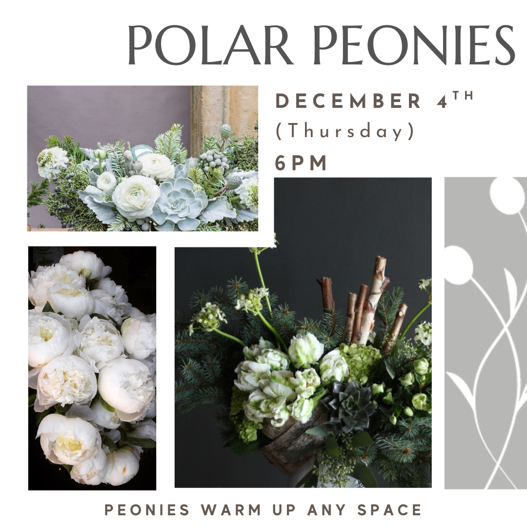 Floral workshop that will use winter textures and white peonies
