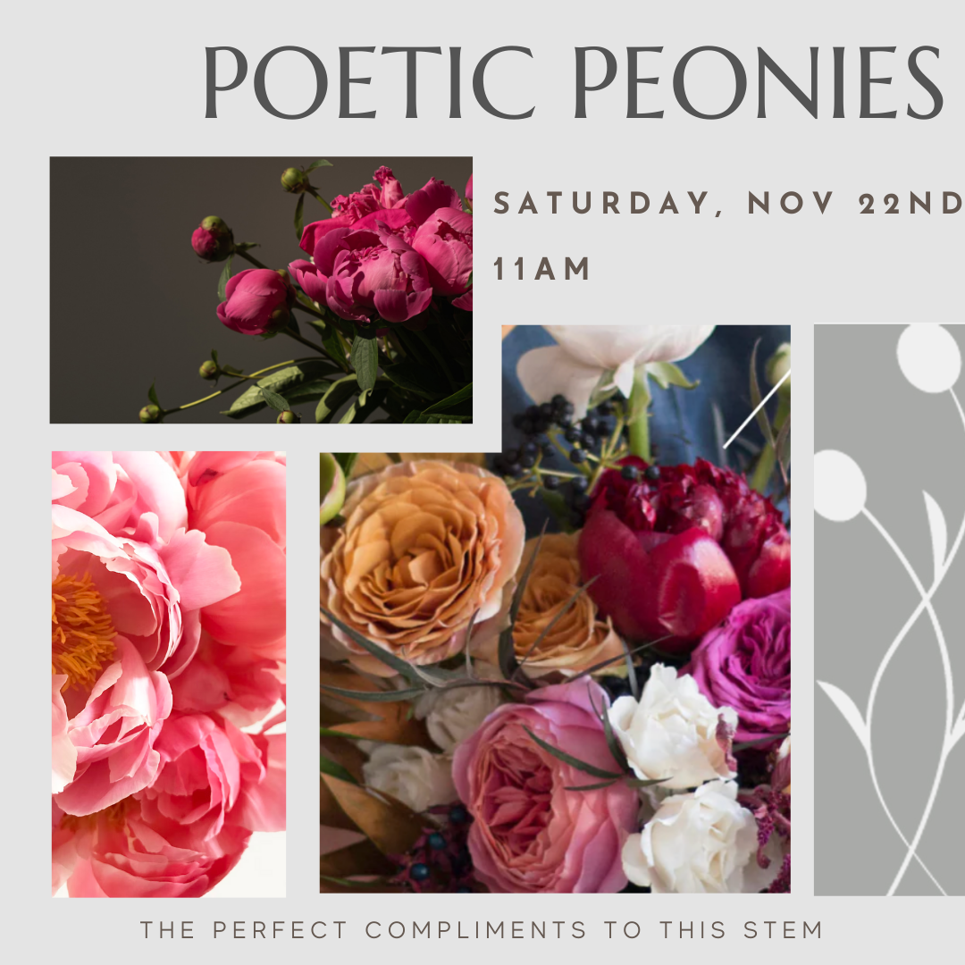 flower workshop that focuses on the perfect flowers that compliment peonies