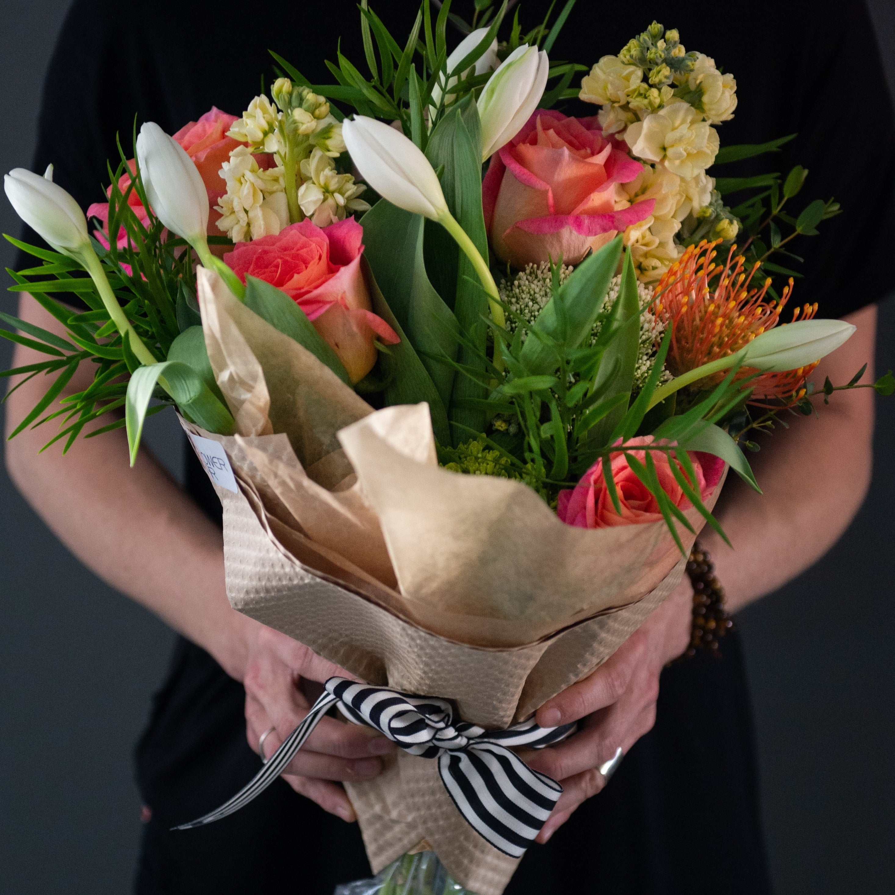 Seasonal Garden Wrap - a wrapped bouquet of premium seasonal flowers