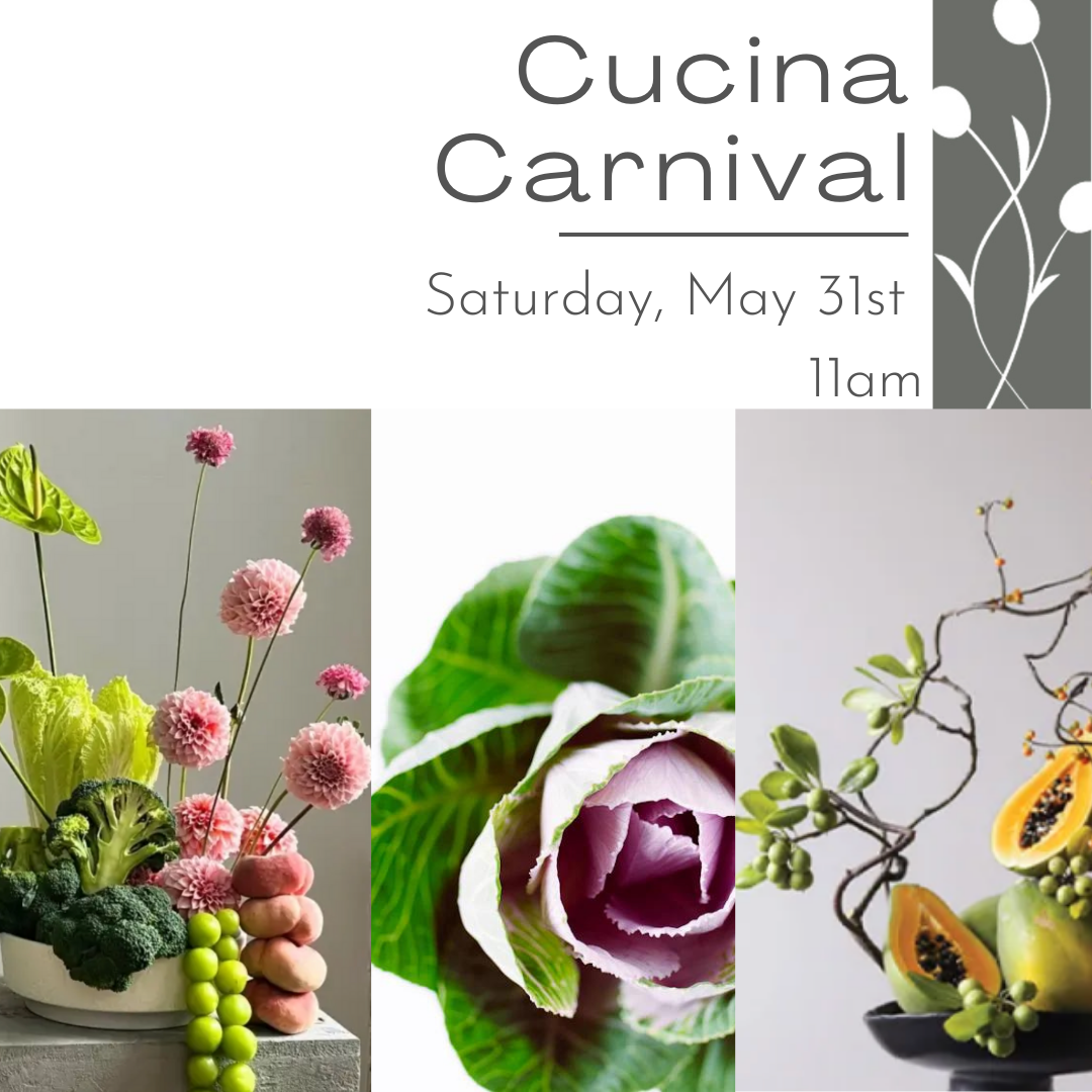 Flower workshop guests will learn all about the fusion of food elements into elevated, opulent designs. 