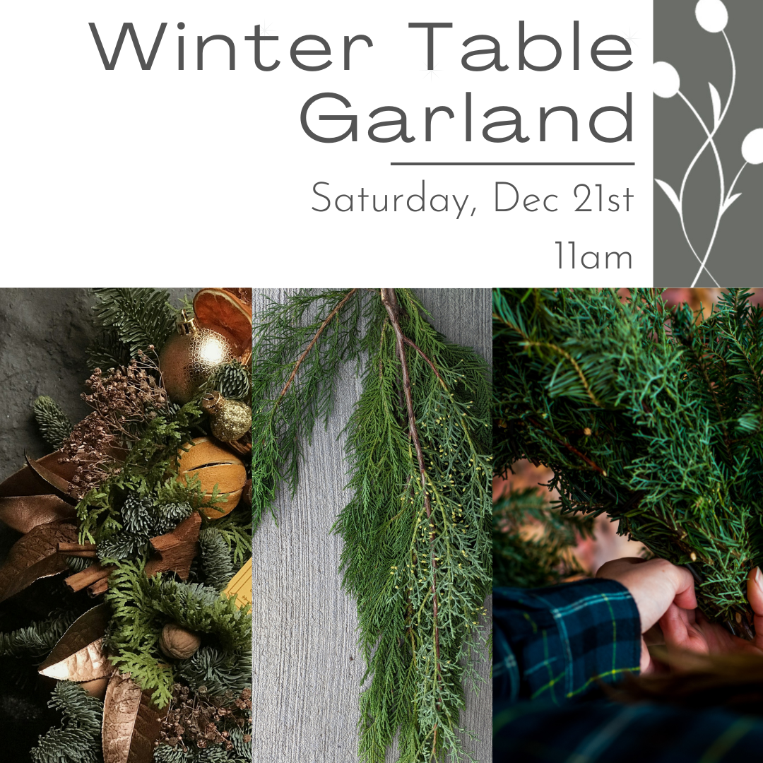 Winter Holiday garland workshop for mantle or table