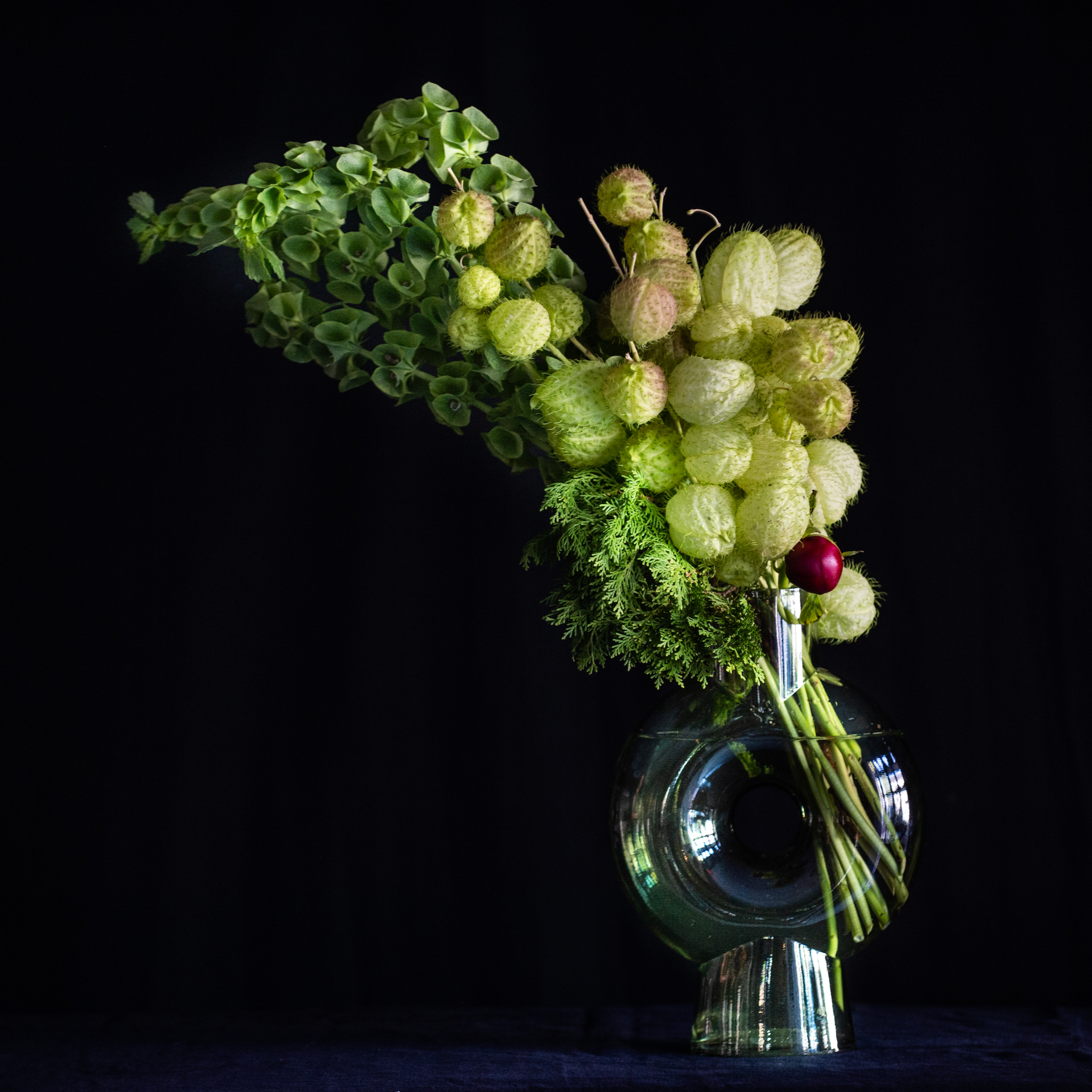 Grinch inspired green holiday flowers with peony