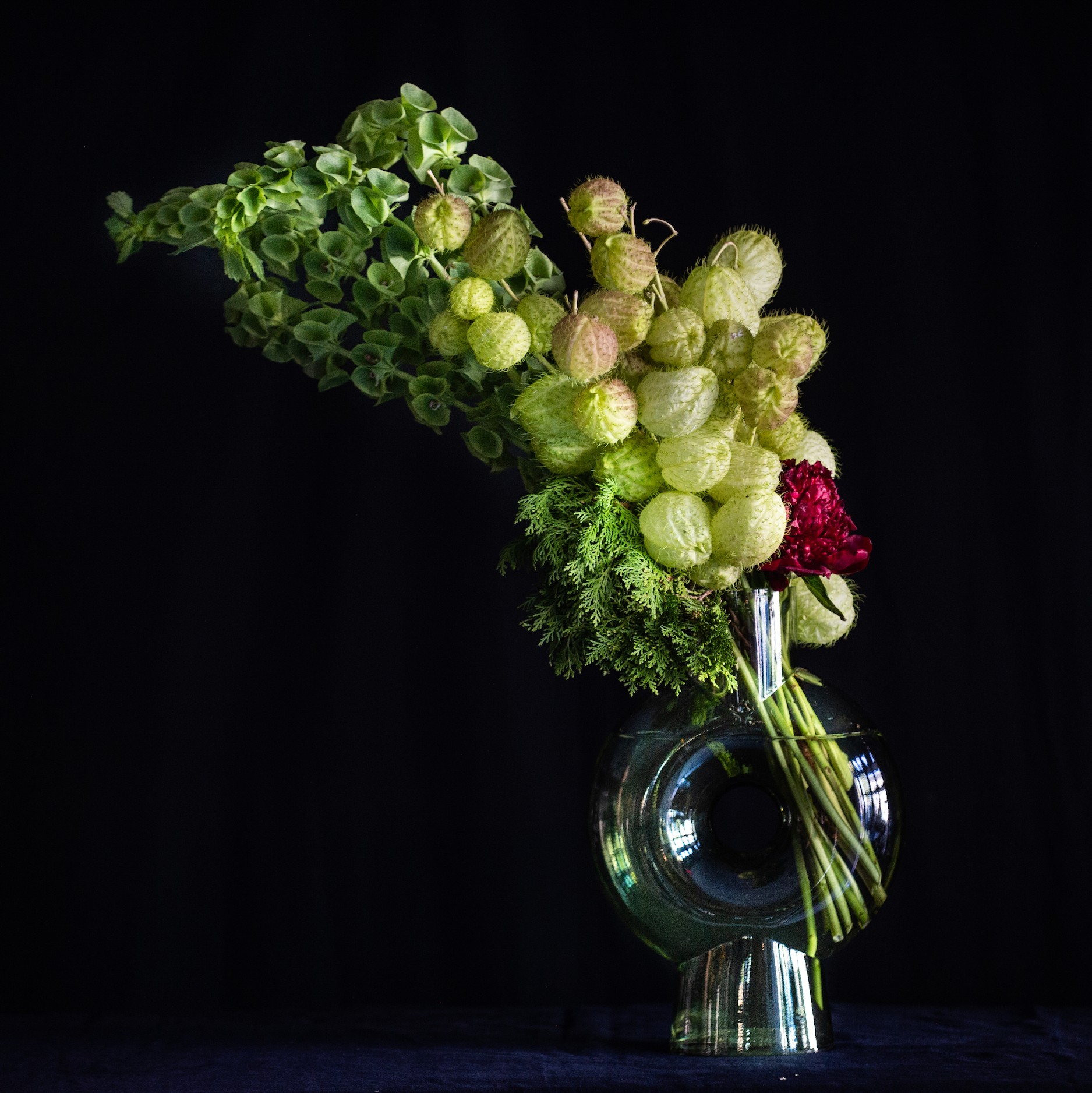 Green floral design with peony