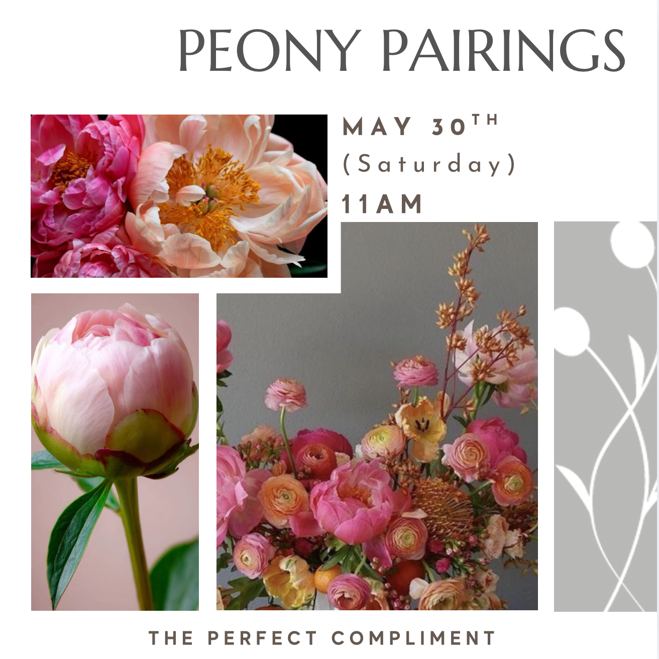 Peony workshop to learn what stems go well with this the peony flower