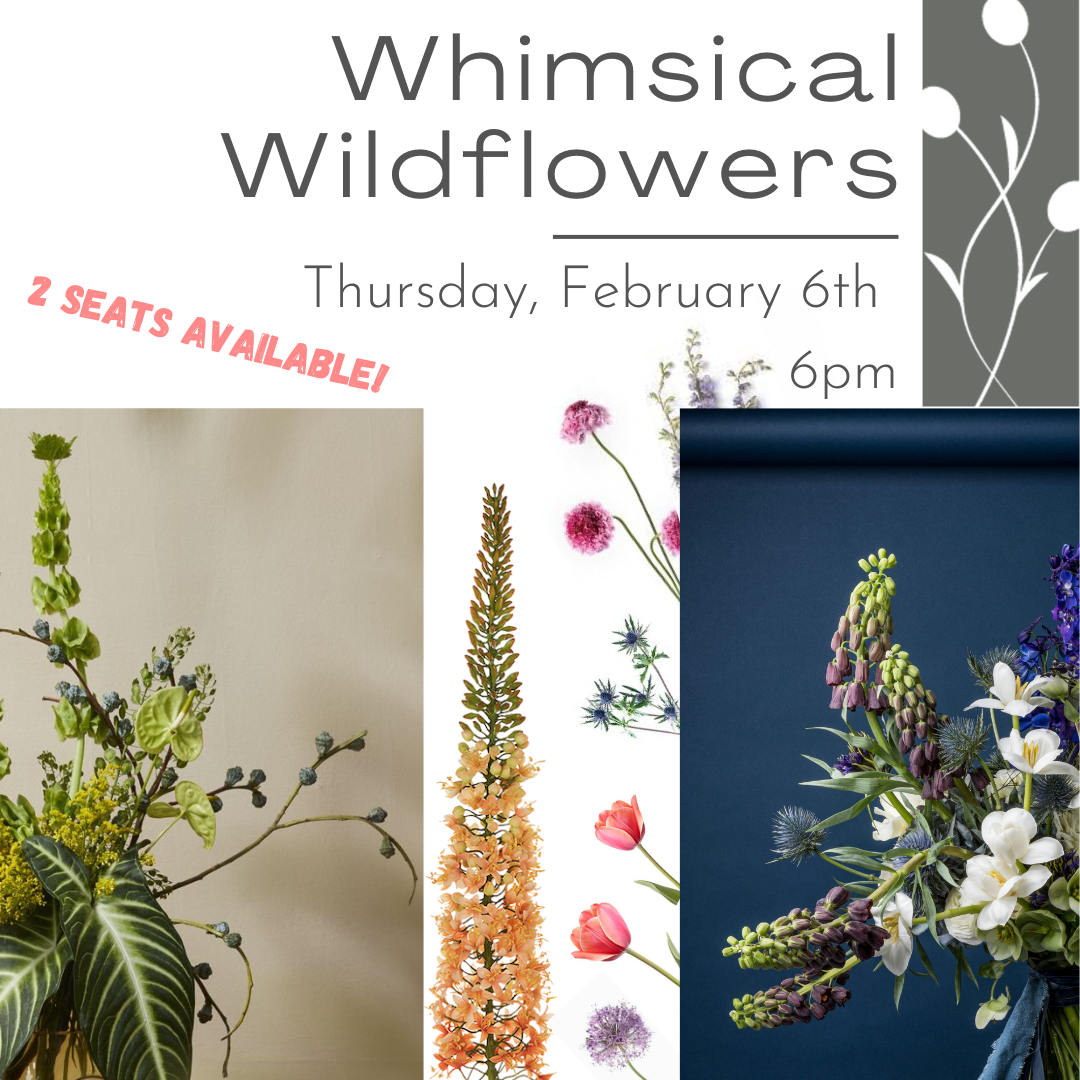 Flower workshop where you learn how to create a wildflower centerpiece. 