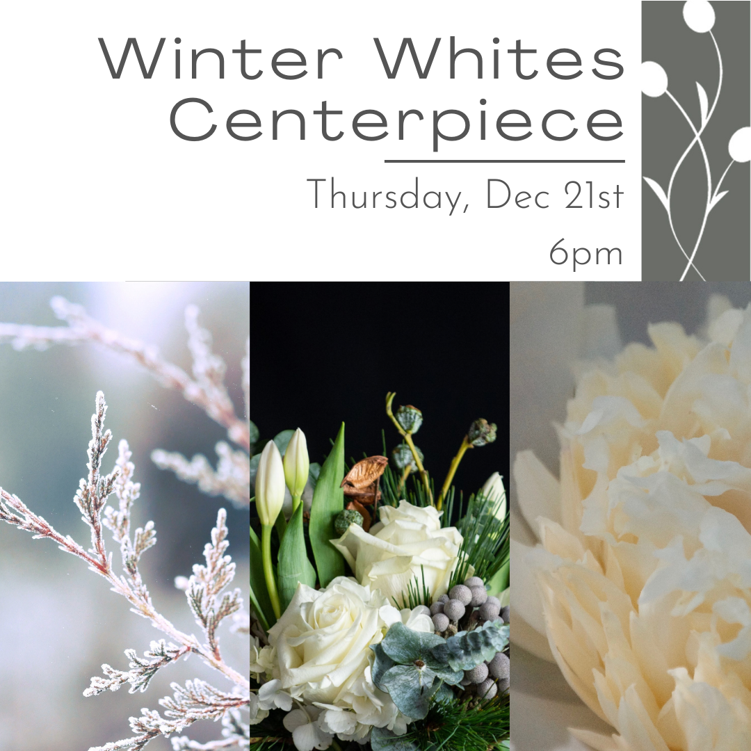 Create a winter white flower arrangement in this floral design workshop