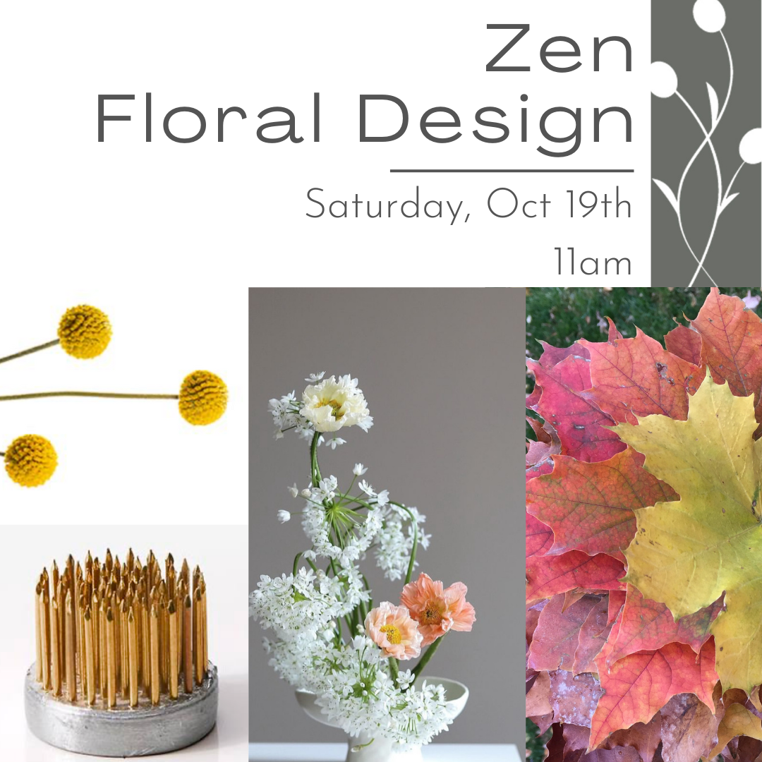 Come learn how to use the infamous flower frog or Kenzan tool to create floral art! This floral mechanic is largely used in Ikebana designs, but can be a great and*relaxing* tool for any level of floral designer.