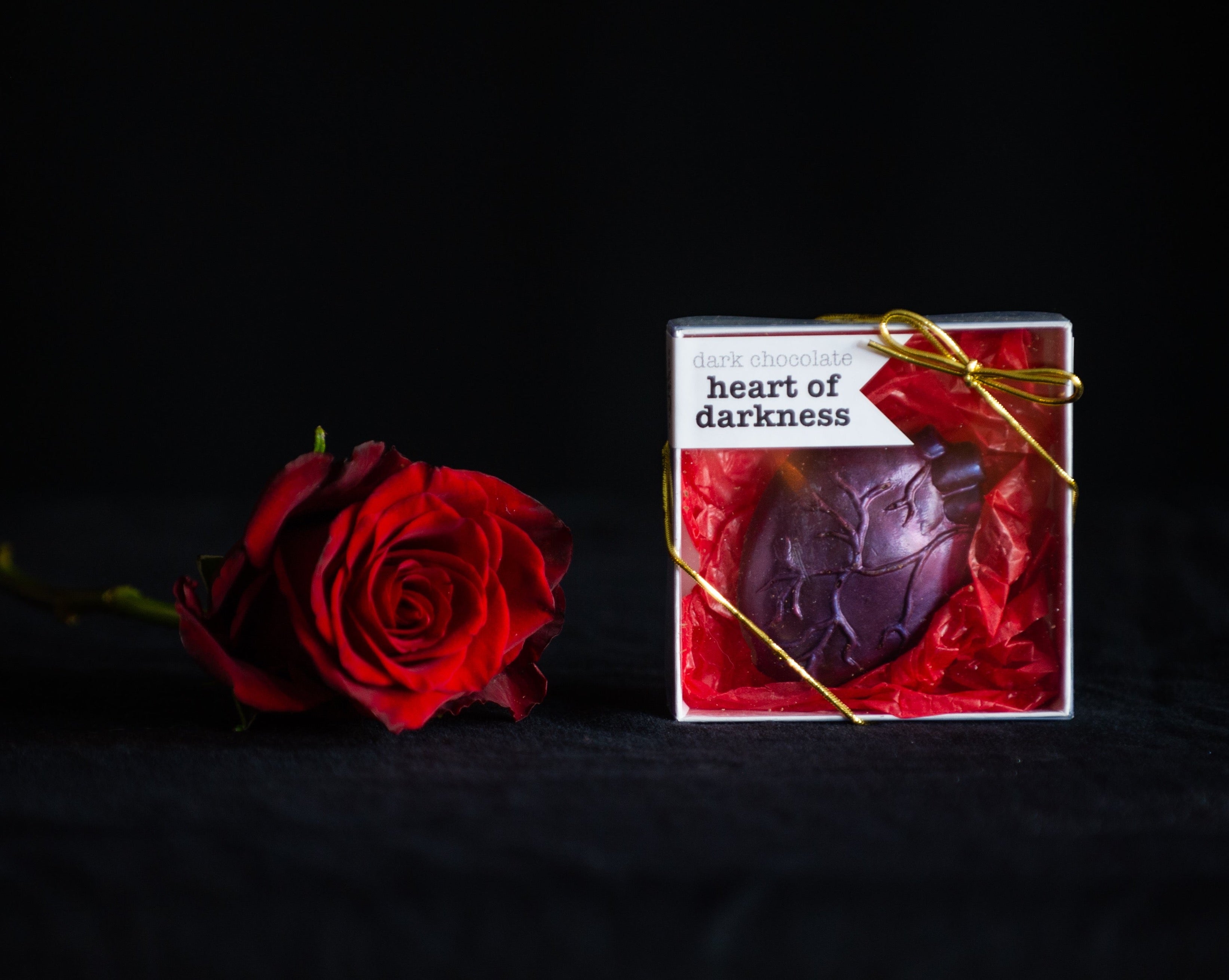 Dark chocolate heart of darkness, anatomical chocolate heart 