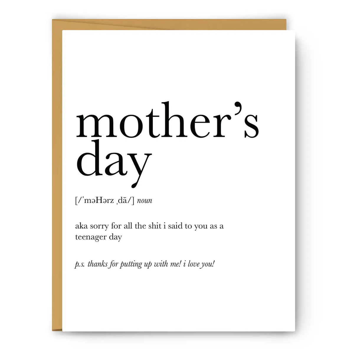 Definition Greeting Card Mothers Day From Teenager Flower Bar