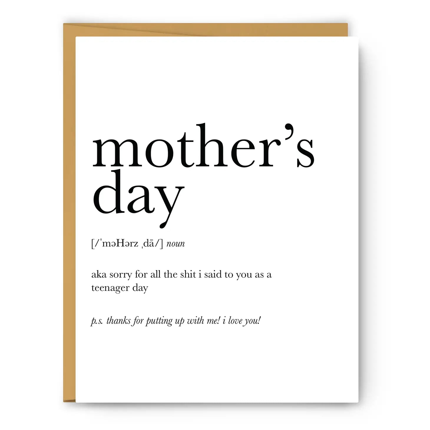 Definition Greeting Card: Mother's Day (from teenager)