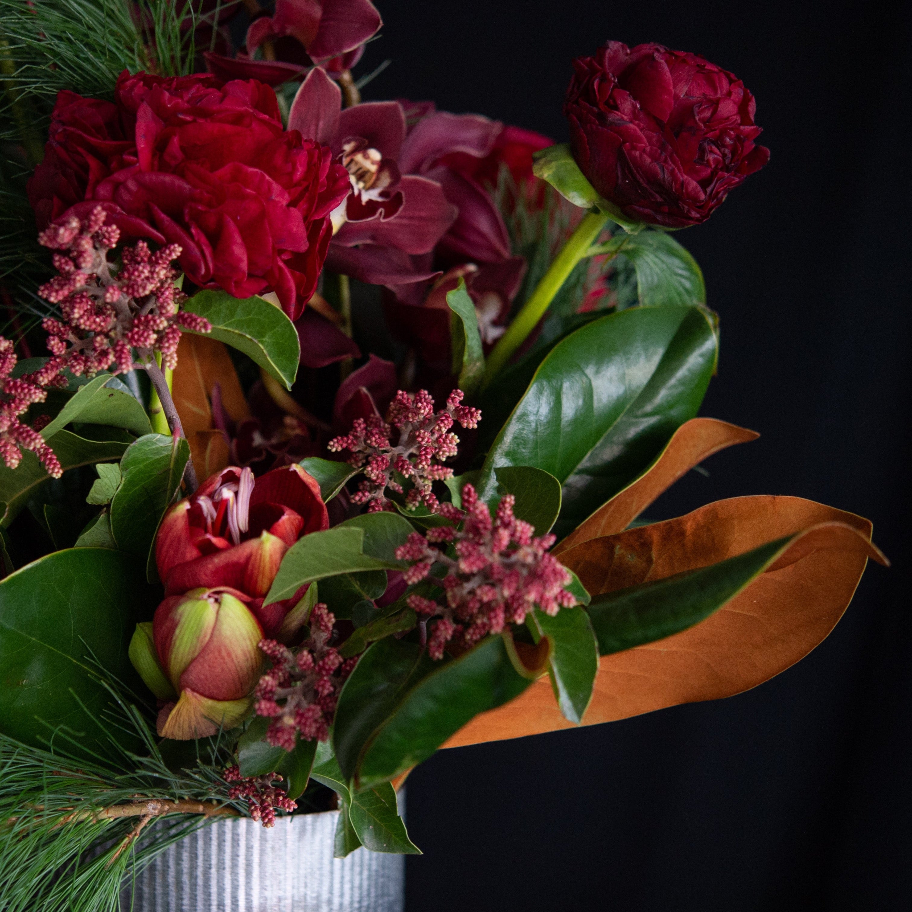 Winter Silk Amaryllis arrangement  Preserved Floral Arrangements