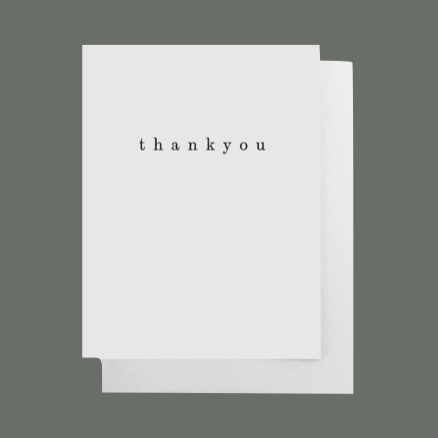 Greeting card that says "Thank you" blank inside